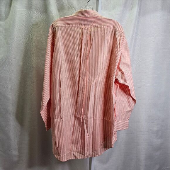 Ralph Lauren Orange Striped Classic Fit Button Down Shirt Size 16 1/2 - Picture 7 of 9